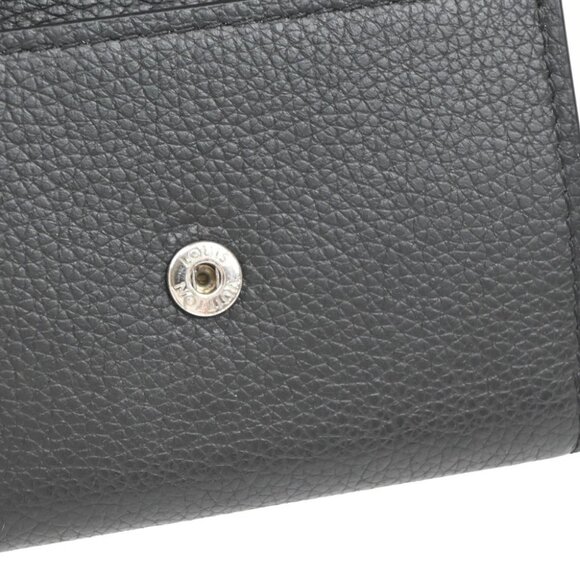 LOUIS VUITTON LV Logo Lock Mini Trifold Wallet Calf Leather Black - Picture 12 of 13